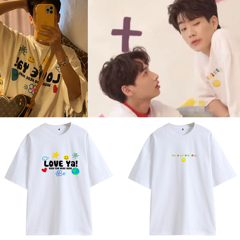 offgun鐘鵬爸比同款衣服寬松落肩印花圓領(lǐng)流行情侶短袖T恤夏季潮