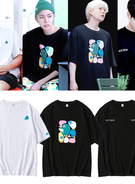 防弹少年团2021IN THE SOOP同款半袖纯棉上衣宽松圆领印花短袖t恤