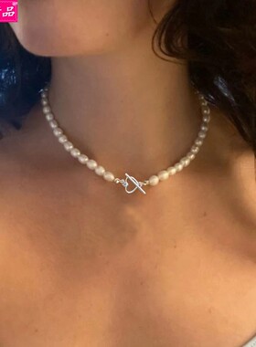 欧美流行新款珍珠ot扣项链女
