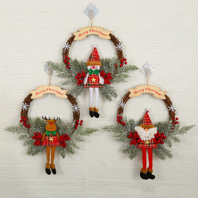 Christmas garland Circle Flower Wreath Door Wall Hanging Elk