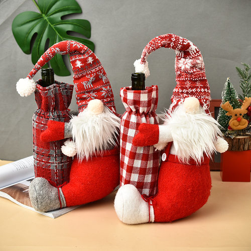 圣诞Christmas face Doll cover wine bottle set party Dressing