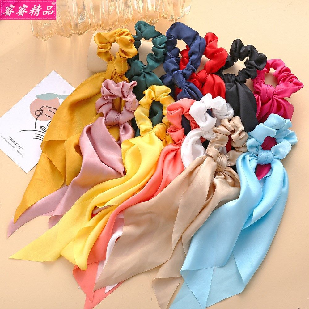 female european american ponytail hair ring ribbon head rope
