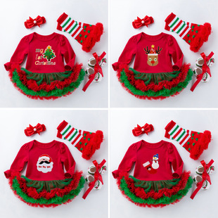 autumn winter Christmas girl baby long Dress Princess set 裙