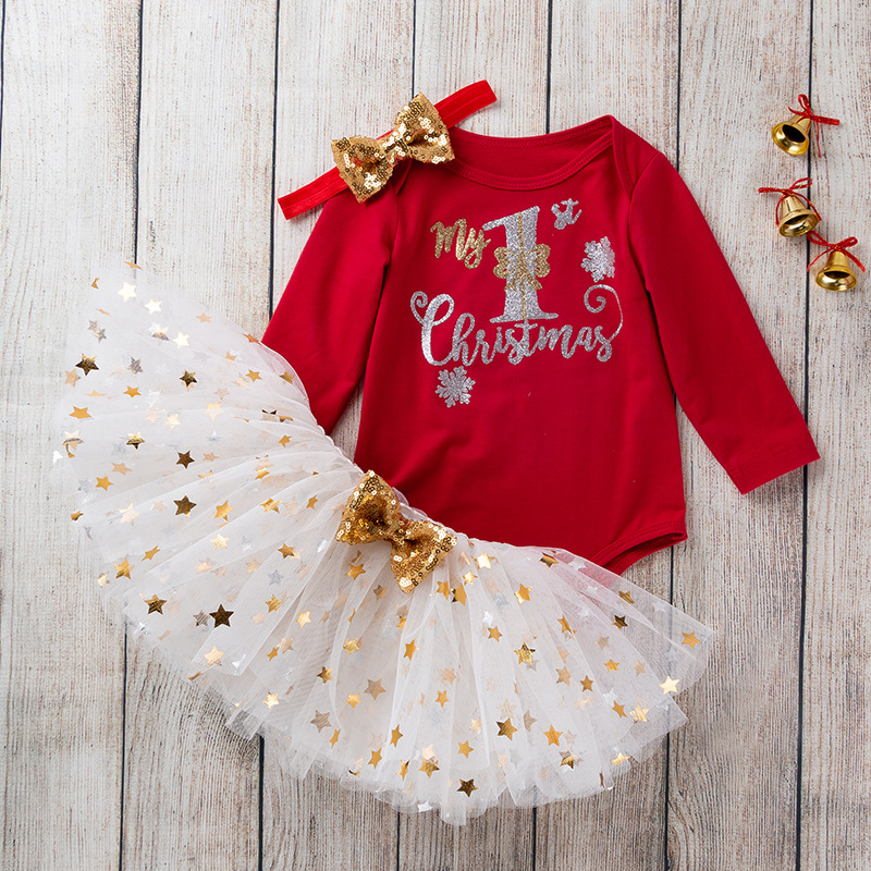 Long sleeves infant Skirt T-shirt Christmas Baby Clothes T恤