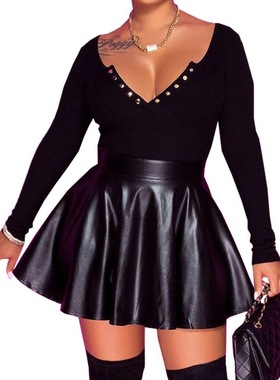 sexy leather women's Princess Pengpeng short half  skirt半裙