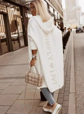 开衫 Knitted sweaters autumn winter women's hooded cardigans