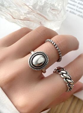 跨境戒指金属复古关节链条可调节