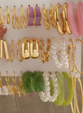 female Earring Set Simple geometry Earrings 欧美简约耳圈女