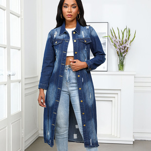 women Female Long fit jacket slim coat denim