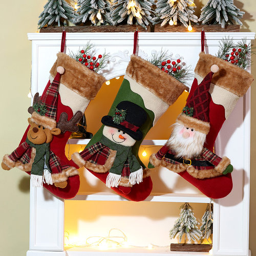 Christmas tree ornaments, plush socks, Christmas socks, gif