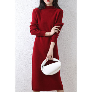 Long skirt winter knitted dress women Interior tops sweater