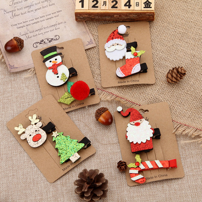 Cute Christmas set hair clip reindeer Santa Claus hairpin 饰