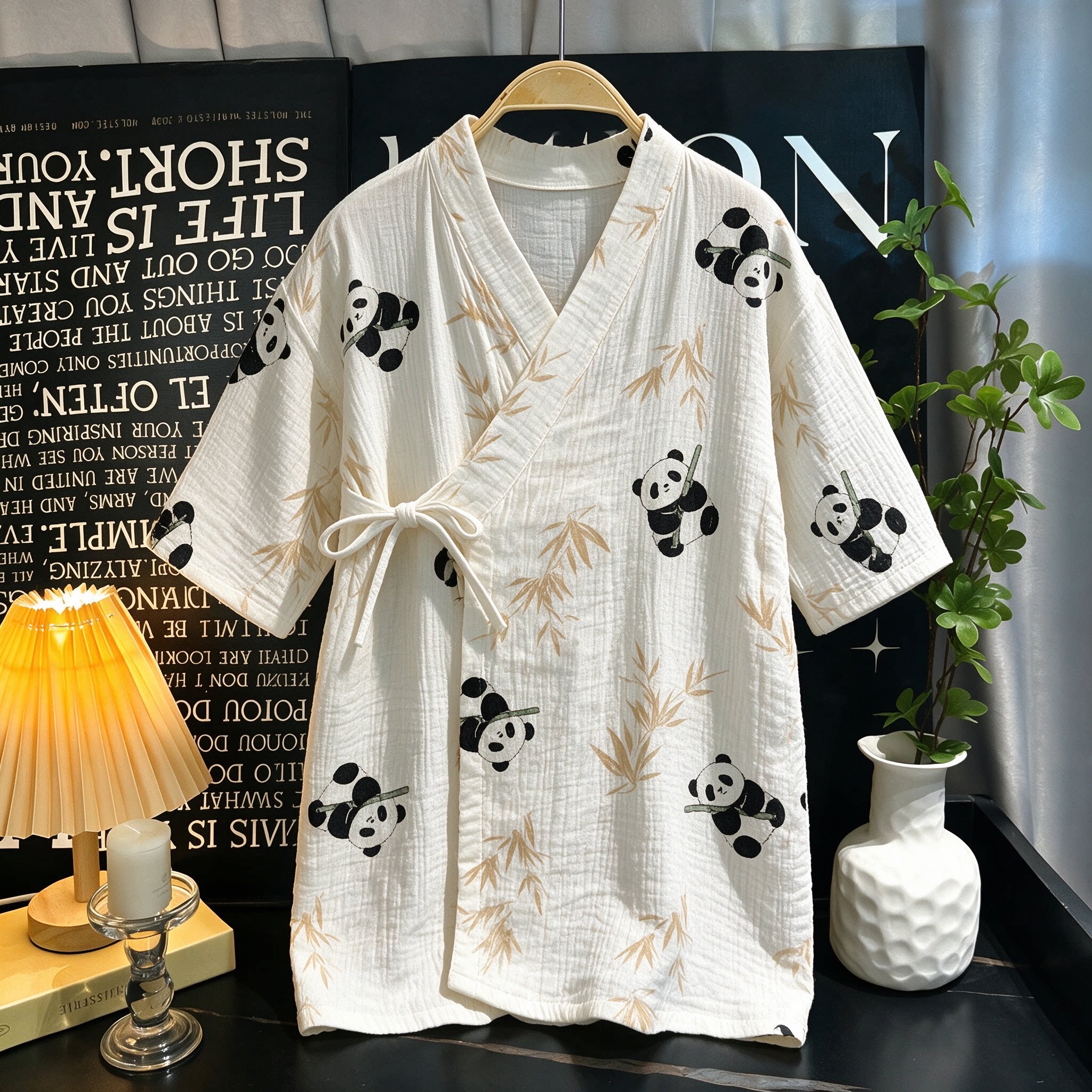 宝宝春夏纯棉纱布卡通家居袍