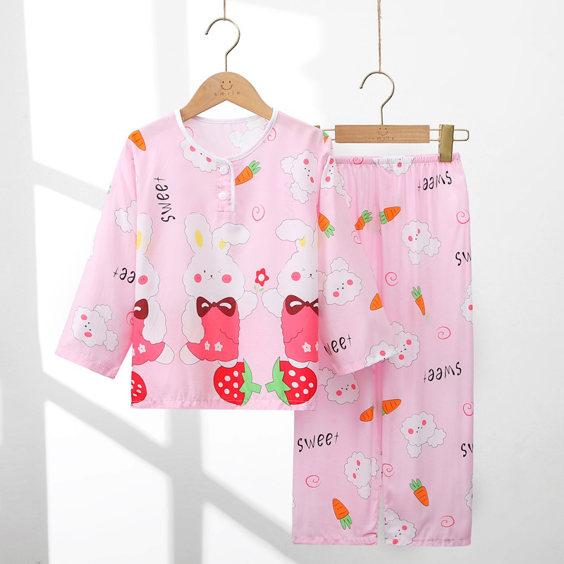 儿童睡衣春夏季绵绸空调家居服