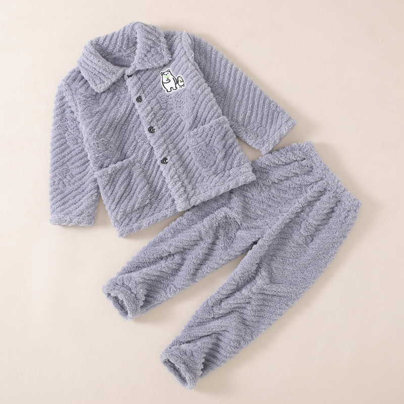 秋冬季男童珊瑚绒睡衣