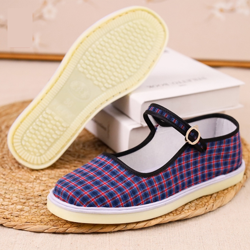 老北京布鞋布面一字扣带