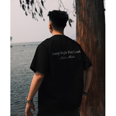 黑色印花T恤男士 每天重要 夏季 宽松美式 SANBAI 高级短袖 叁佰