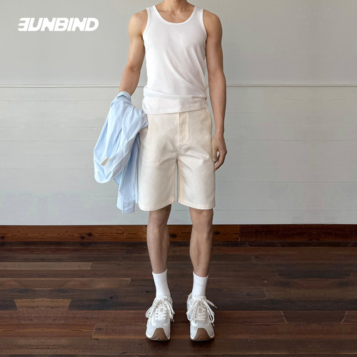 3UNBINDCleanFit白色牛仔短裤