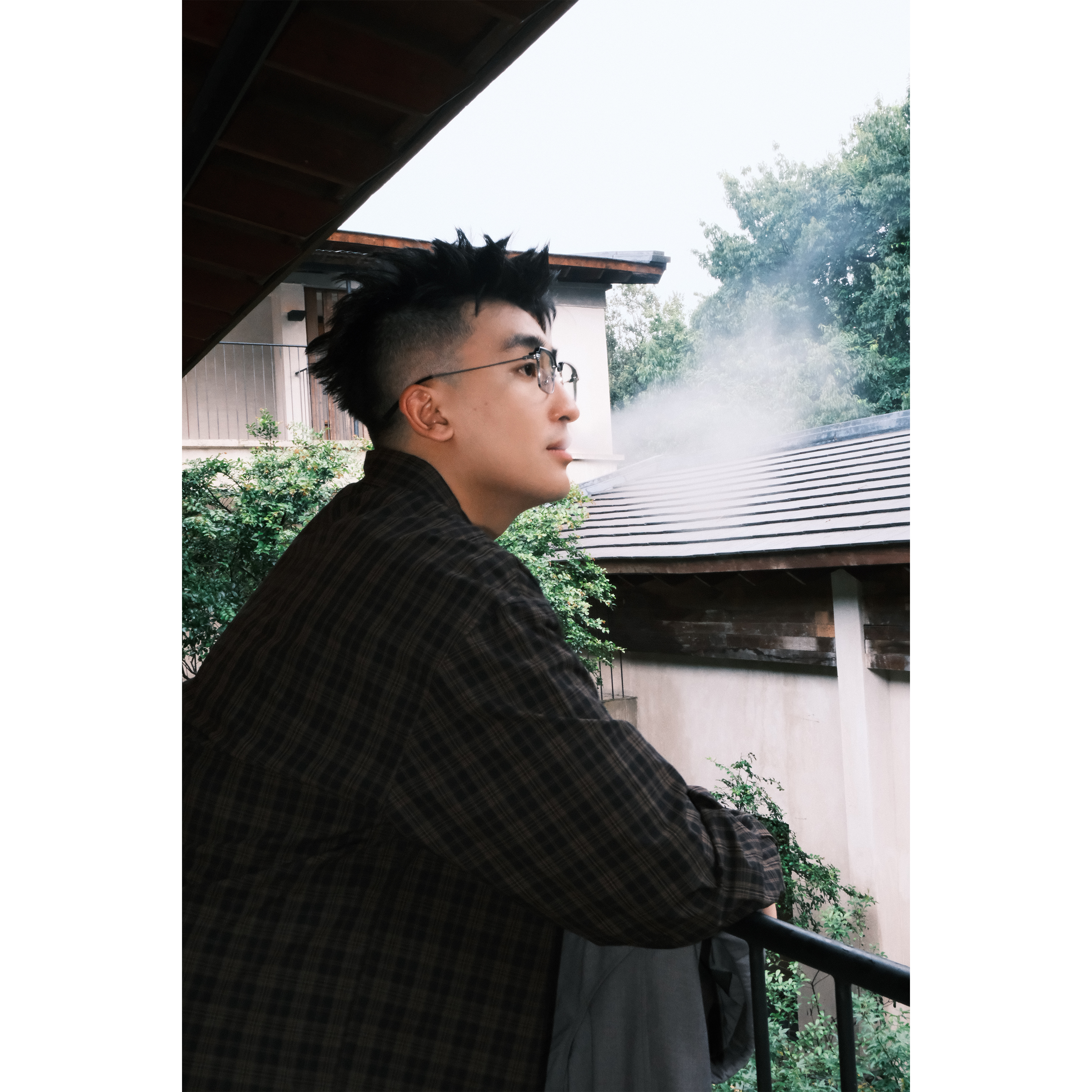 SANBAI叁佰棕色格纹衬衫