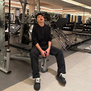 黑色半拉领长袖 SANBAI 叁佰 疾风 T恤男运动速干休闲宽松打底衫