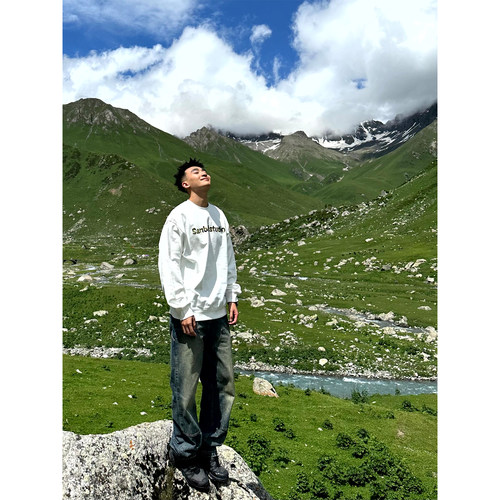 SANBAI复古水洗伐木牛仔长裤