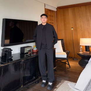 叁佰 宽松直筒休闲宽松垂感西裤 绅度 男士 黑色基础长裤 SANBAI