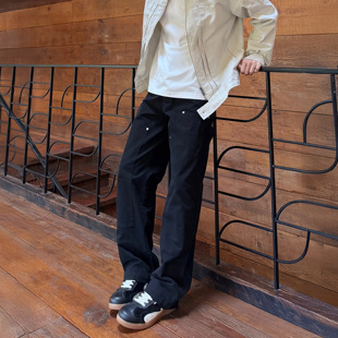 SANBAI叁佰【双膝伐木裤】美式复古工装裤男春季310g珠帆直筒长裤