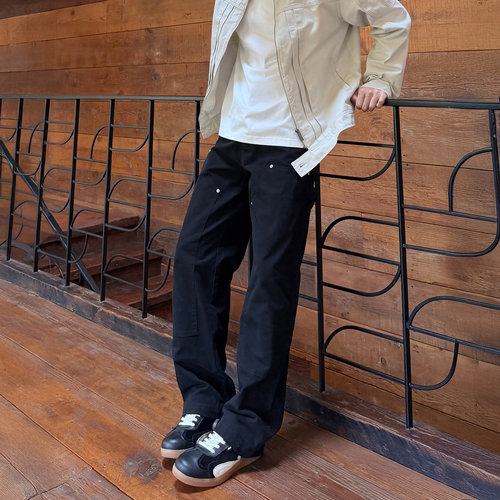 SANBAI叁佰双膝做旧水洗休闲裤