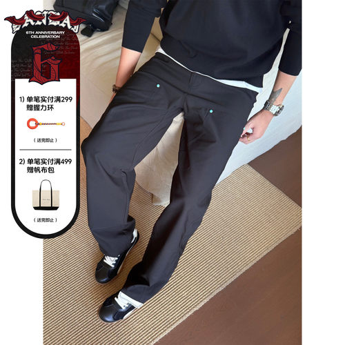 SANBAI叁佰黑色绿松石长裤