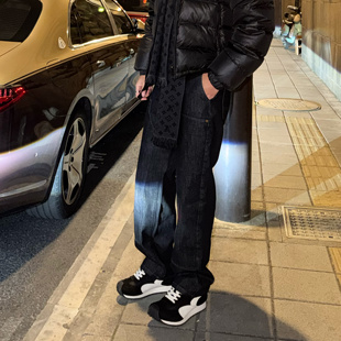 SANBAI叁佰【原牛伐木裤】美式复古牛仔长裤12.5oz手缝拼接直筒裤