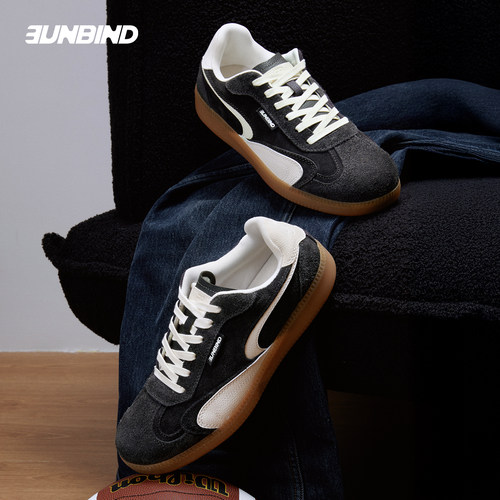 3B黑色复古休闲德训鞋