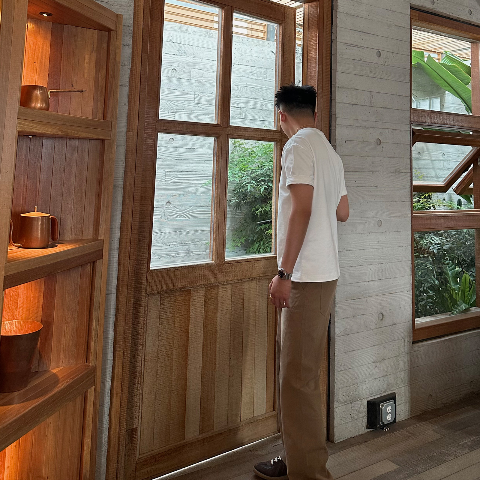 SANBAI叁佰深棕色分割纯棉长裤