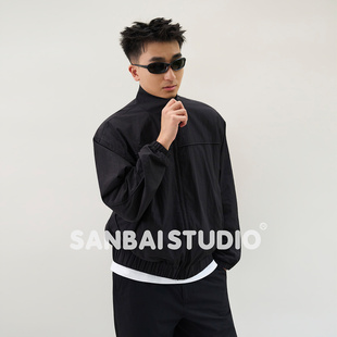 SANBAI 叁佰【尼龙皱夹克】高级短款流行立领上衣男士J01轻薄外套