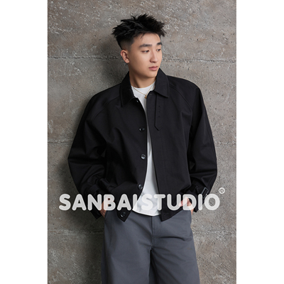 SANBAI叁佰高智感短款风衣夹克