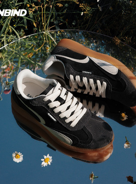 3unbind张颜齐同款3B德训鞋男新款复古拼接牛反绒软底休闲板鞋