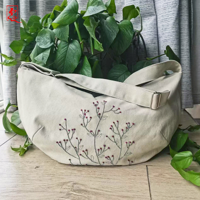刺子绣帆布包云亦云斜挎单肩清新