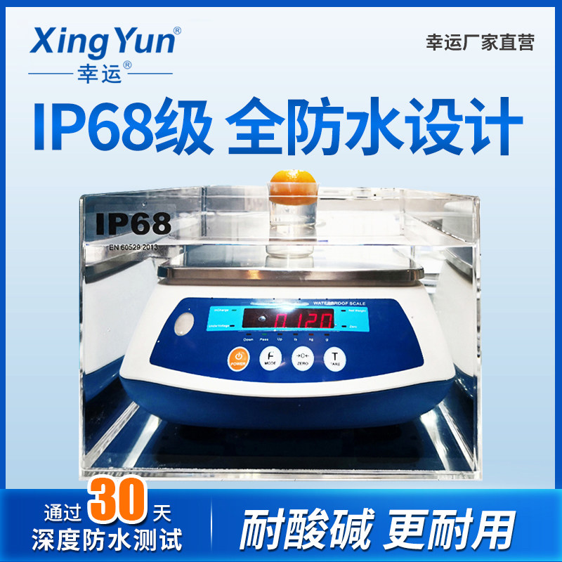 幸运IP68级高精度全防水电子秤0.1g车间海鲜水产秤食品厂 防腐蚀