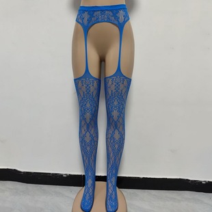 性感蕾丝腰围一体渔网吊带袜女花纹高筒网袜超薄彩色网眼长筒袜子