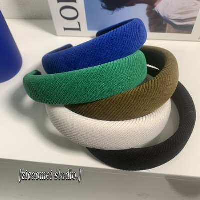 秋冬纯色发箍海绵宽边头箍复古