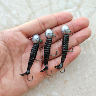 7克T尾加尾钩红眼翘嘴鱼路亚假饵4CM波动T尾铅头钩根钓钩微物钓组
