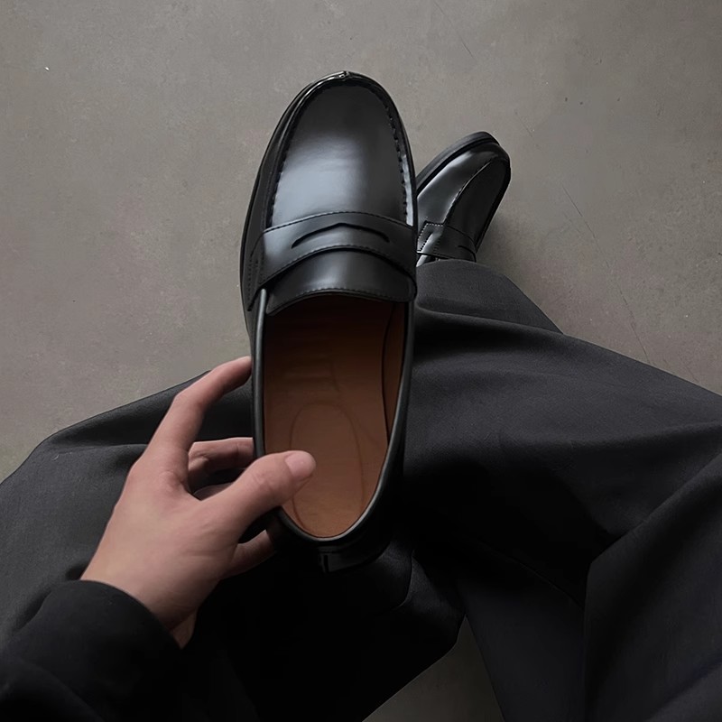 一脚蹬乐福鞋黑色德比鞋男款