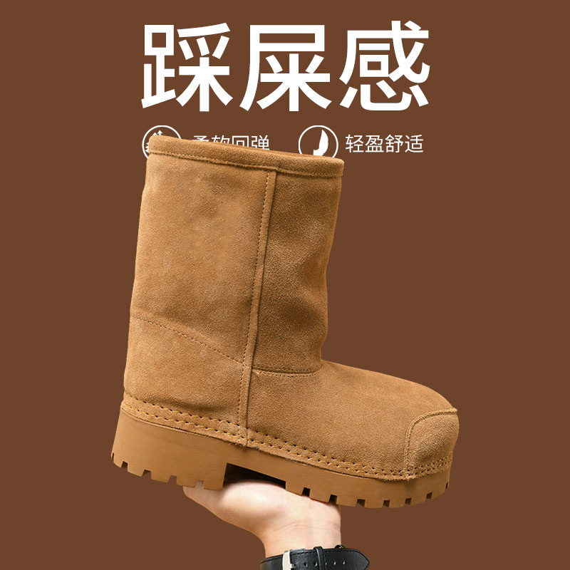 巴黎雪地靴女款加绒加厚长筒靴