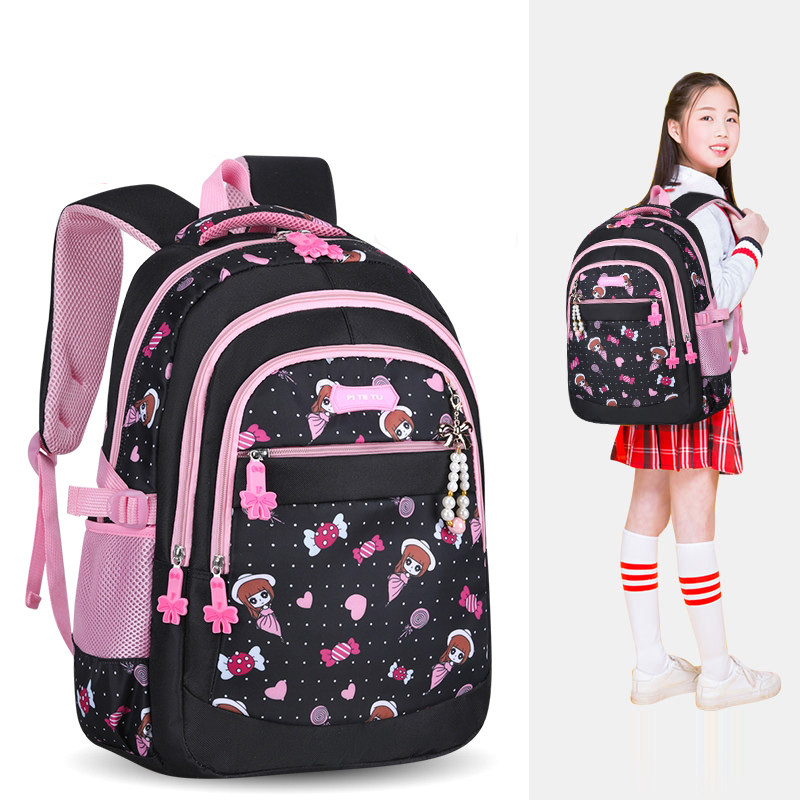 一年级女孩1-3-6年级女童背包可爱轻便双肩防坨背儿童书包小学生