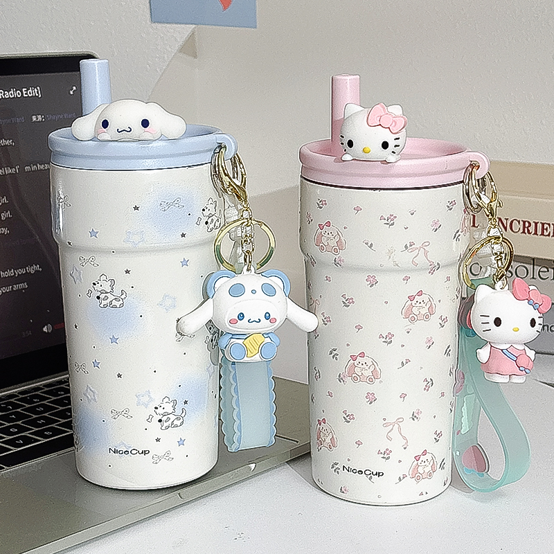 hellokitty保温杯女生高颜值2025新款玉桂狗吸管杯可爱哈喽kitty