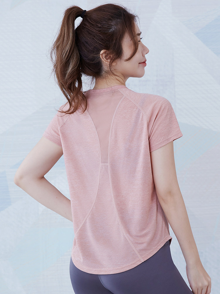 GYM WEAR WOMENS SUMMER LOOSE SLIM MESH STITCHING SHORT SLEEVE T-SHIRT BREATHABLE PROFESSIONAL RUNNING EXERCISE YOGA TOP