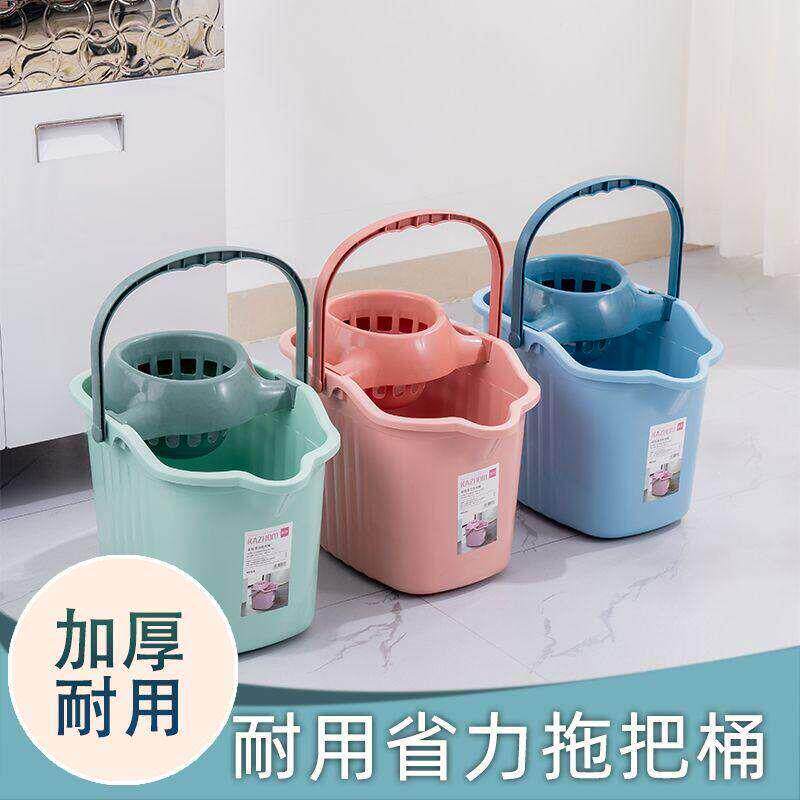 加厚大号带轮子拖地拖把桶塑料手提塑料挤水桶懒人免水洗拖地神器