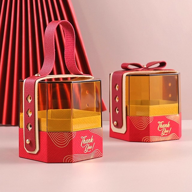 花半里简约手提式亚克力喜糖盒