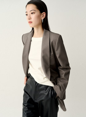 【進口西装面料】欧货西装外套女/小个子减龄/炸街直角肩西服上衣