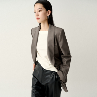 【進口西装面料】欧货西装外套女/小个子减龄/炸街直角肩西服上衣