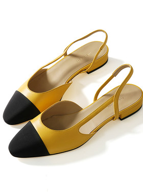 戎美 法式时髦精 经典拼色slingbacks 羊皮凉鞋